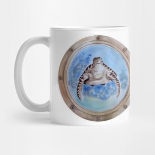 sea turtle behind the window Mug